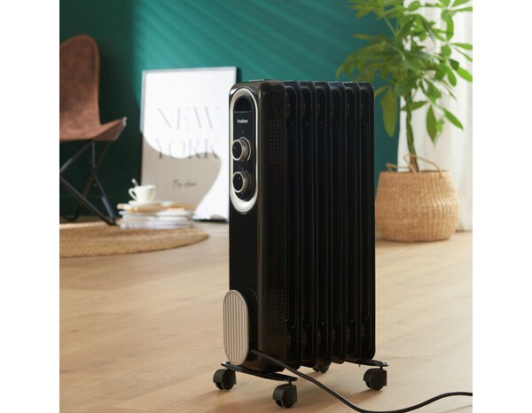 Radiateur à bain d'huile rétro 1500W noir - H. 52cm x l. 20cm - Brico Dépôt