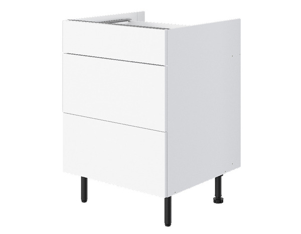 Meuble bas 1 tiroir + 2 casseroliers "Pragma" - Blanc - L. 60 x H. 86 x P. 59 cm - Brico Dépôt