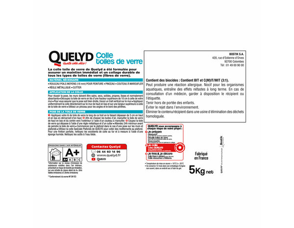 Colle pour toiles de verre - Seau de 5kg - Quelyd - Brico Dépôt