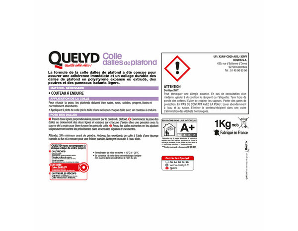 Colle pour dalles de plafond en polystyrène - 1kg - Quelyd - Brico Dépôt