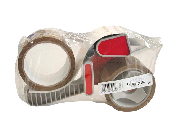 Lot de 2 rouleaux d'emballage PP 50 m x 48 mm + dévidoir - Brico Dépôt