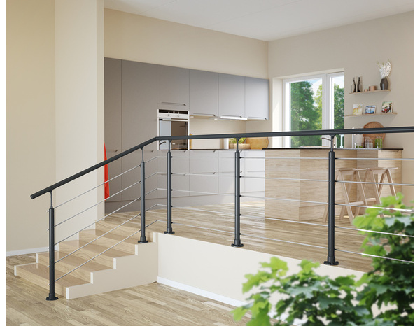 Kit balustrade aluminium gris anthracite 2 m - Brico Dépôt