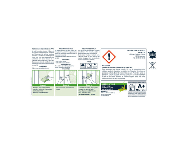 Colle pour lames décoratives en PVC - 1 kg - Bostik - Brico Dépôt