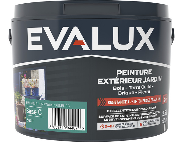 Peinture extérieur jardin Base C satin 2,5 L - Evalux - Brico Dépôt