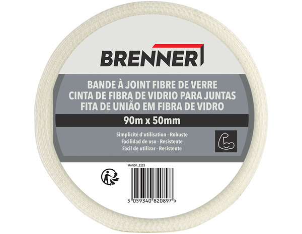 Bande à joints fibre de verre - Rouleau 90 m x 50 mm - Brenner - Brico Dépôt