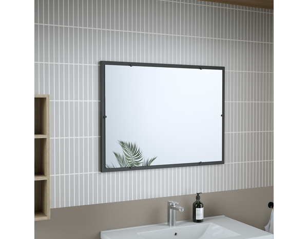 Miroir gris "style" l.80 x h.60 x p.2 cm - Brico Dépôt