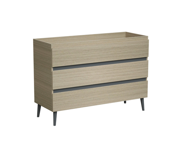 Meuble sous vasque double à poser decor bois clair/gris "style" l.120 x h.86 x p.45 cm - Brico Dépôt