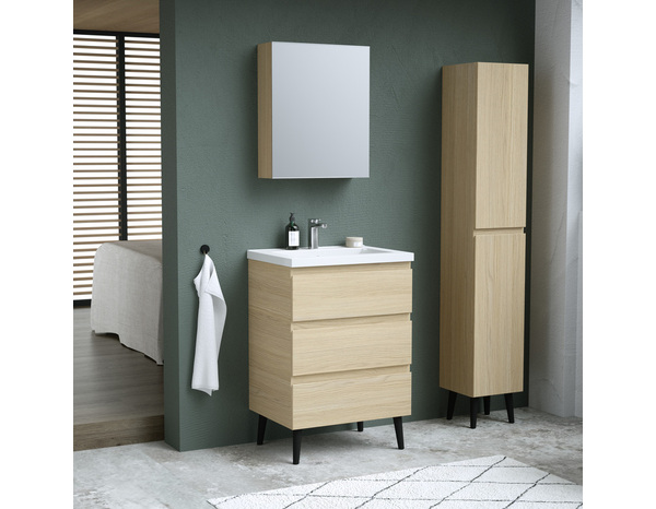Armoire salle de bain miroir decor scandinave "style" l.50 x h.60 x p.15 cm - Brico Dépôt