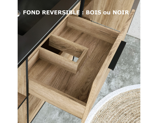 Meuble double vasque à poser decor bois "district" l.127 x h.85 x p.45 cm - Brico Dépôt