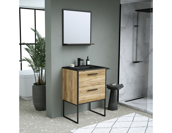 Meuble sous vasque a poser decor bois "district" l.67 x h.85 x p.45 cm - Brico Dépôt