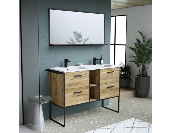 Miroir tablette decor bois "district"  l.120x h.60 x p.1,3 cm - Brico Dépôt