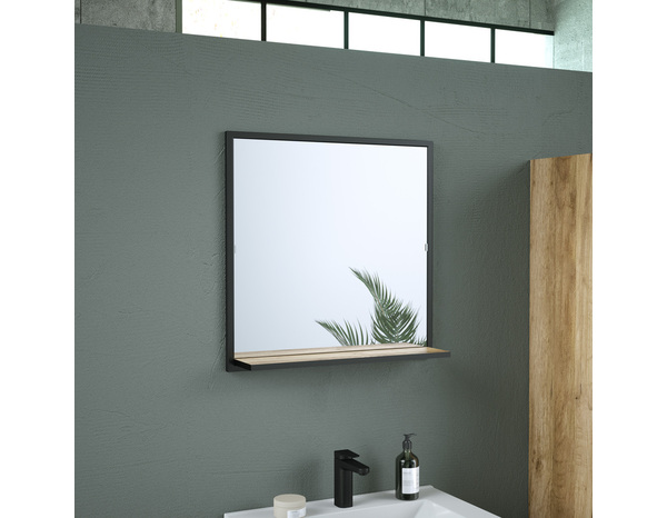 Miroir tablette decor bois "district" l.60x h.60 x p.1,3 cm - Brico Dépôt
