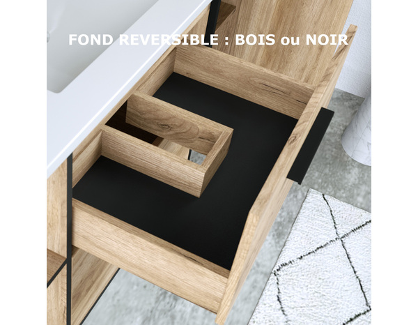 Meuble sous vasque a poser decor bois "district" l.87,5 x h.85 x p.45 cm - Brico Dépôt