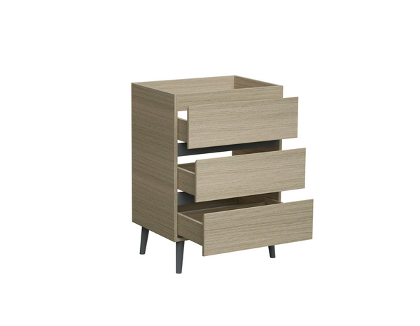 Meuble sous vasque a poser decor bois clair/gris "style" l.60 x h.86 x p.45 cm - Brico Dépôt