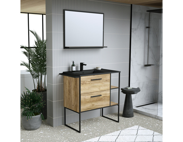 Meuble sous vasque a poser decor bois "district" l.87,5 x h.85 x p.45 cm - Brico Dépôt