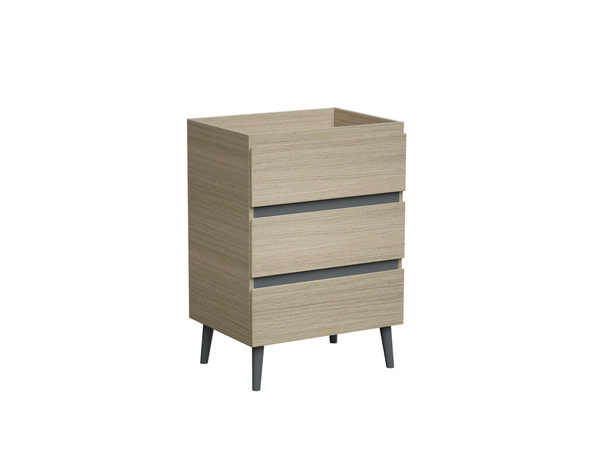 Meuble sous vasque a poser decor bois clair/gris "style" l.60 x h.86 x p.45 cm - Brico Dépôt