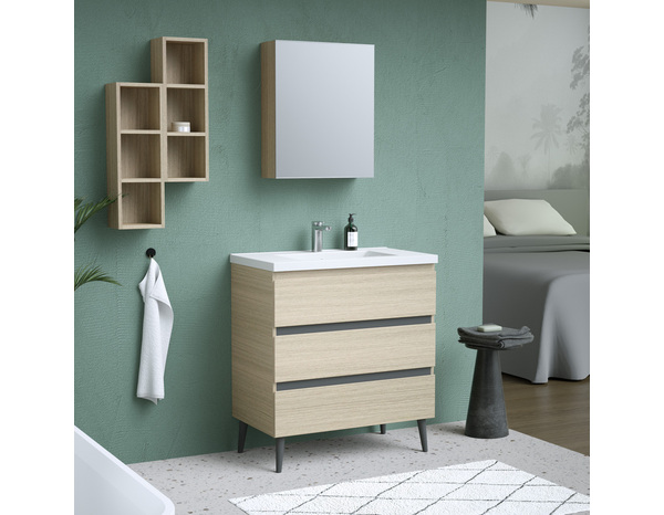 Rangement mural 3 niches decor bois clair "style" l.20 x h.60 x p.15 cm - Brico Dépôt