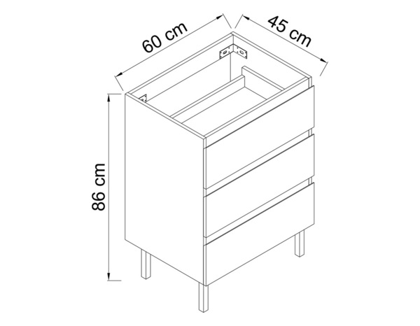 Meuble sous vasque a poser decor blanc/gris "style" l.60 x h.86 x p.45 cm - Brico Dépôt