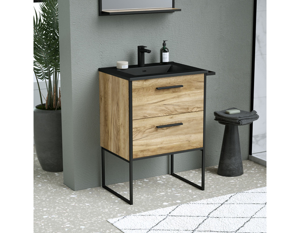 Meuble sous vasque a poser decor bois "district" l.67 x h.85 x p.45 cm - Brico Dépôt