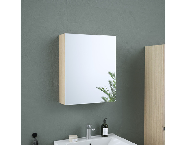 Armoire salle de bain miroir decor bois clair "style" l.50 x h.60 x p.15 cm - Brico Dépôt