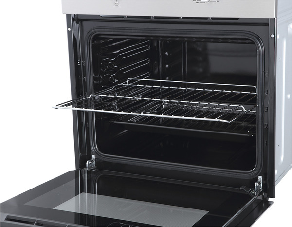 Four statique inox et noir avec plaque et grille - 71 L - Brico Dépôt
