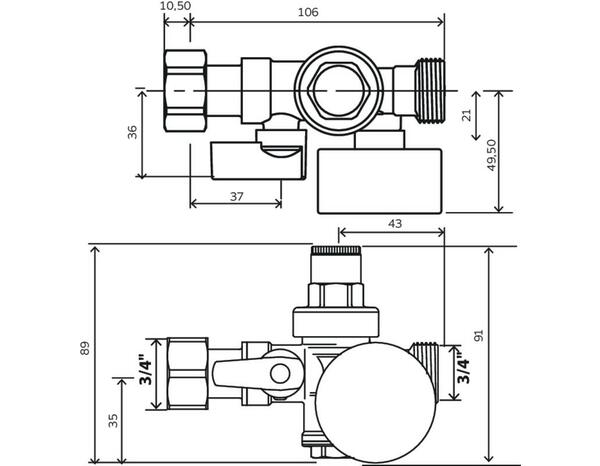Bloc réducteur de pression 3 en 1 corps laiton nickelé MF 20/27 - Somatherm - Brico Dépôt