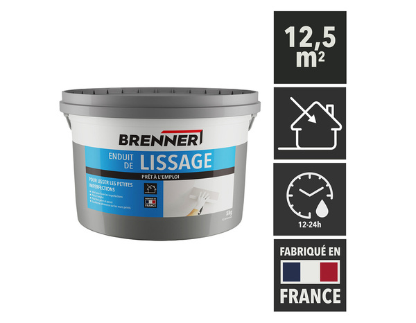 Enduit de lissage en pâte- Pot 5 kg - Brenner - Brico Dépôt