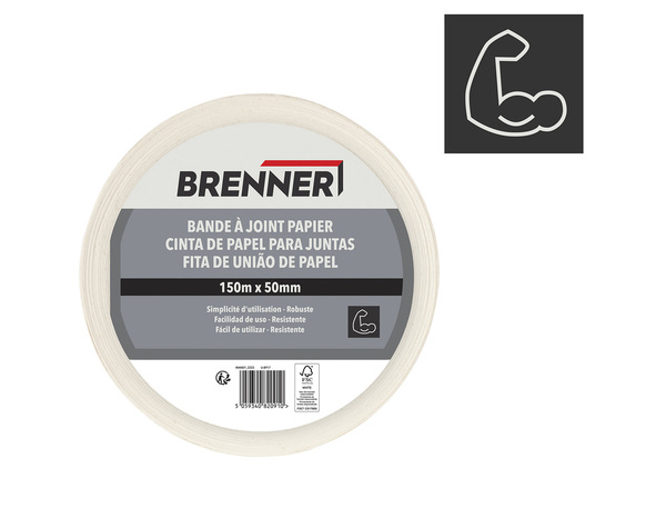 Bande à joints papier - Rouleau 150 m x 50 mm - Brenner - Brico Dépôt