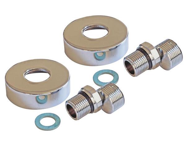 2 raccords excentrés verrouillables par contre-écrou, avec joints toriques et rosaces rondes M/M - Somatherm - Brico Dépôt