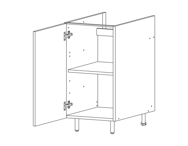 Meuble bas 1 porte "Pragma" - Blanc - L. 40 x H. 86 x P. 59 cm - Brico Dépôt