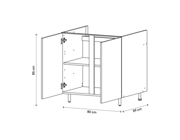 Meuble bas 2 portes "Pragma" - Blanc - L. 80 x H. 86 x P. 59 cm - Brico Dépôt