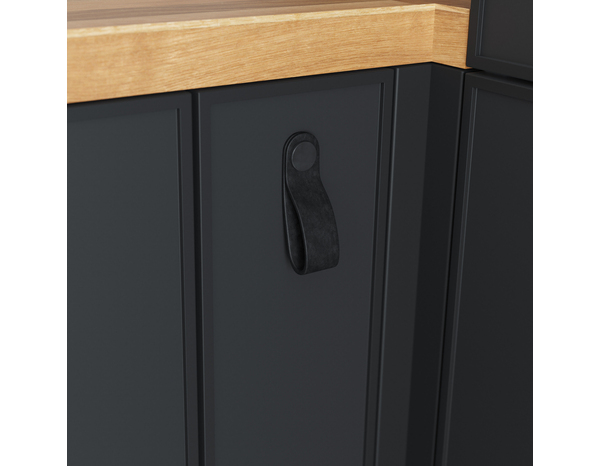 2 boutons de cuisine lannières 3cm cuir noir - Cooke and Lewis - Brico Dépôt