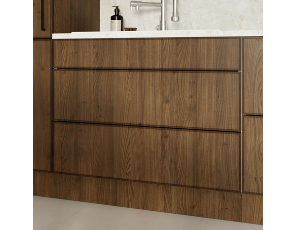 Façade 1 tiroir + 2 casseroliers 100cm "Heline" noyer mat - l. 99.7 x - h. 71.5cm - Cooke and Lewis - Brico Dépôt