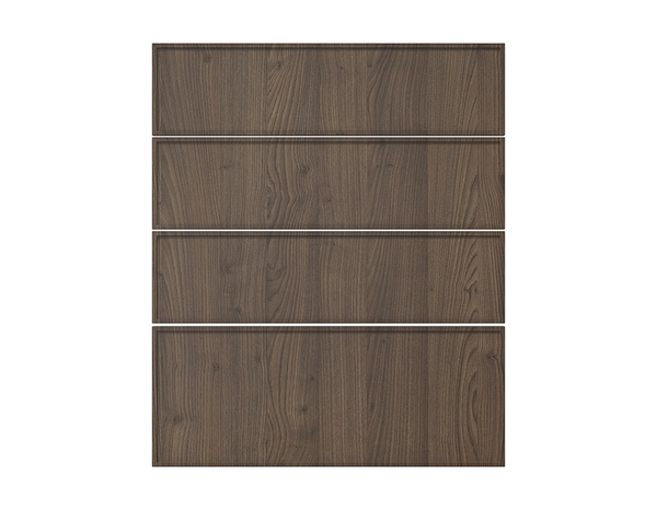 Façade 3 tiroirs + 1 casserolier 40cm "Heline" noyer mat - l. 39.7 x h. 71.5cm - Cooke and Lewis - Brico Dépôt