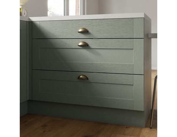 Façade 1 tiroir + 2 casseroliers 100cm "Coline" vert sauge - l. 99.7 x h. 71.5cm - Cooke and Lewis - Brico Dépôt