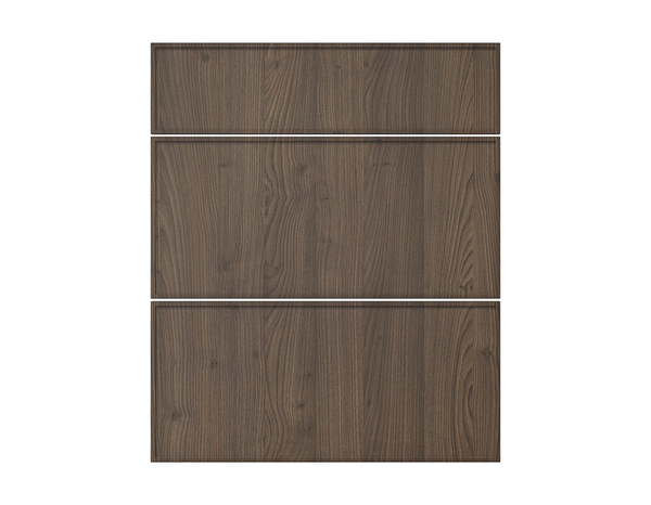 Façade 1 tiroir + 2 casseroliers 60cm "Heline" noyer mat - l. 59.7 x h. 71.5cm - Cooke and Lewis - Brico Dépôt