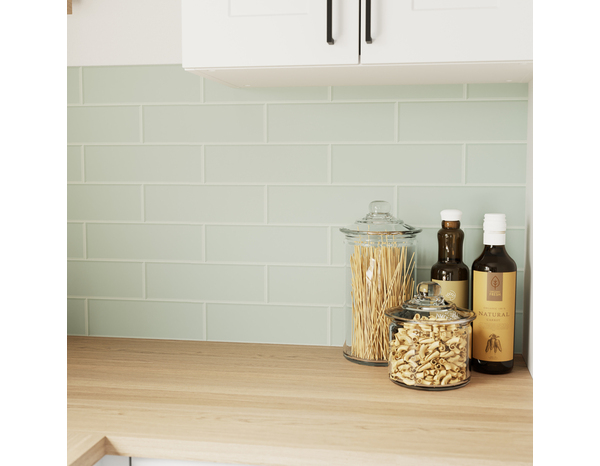 Crédence vert sauge mat style métro L.200 x H.60 cm x Ep. 3 mm - Cooke and Lewis - Brico Dépôt