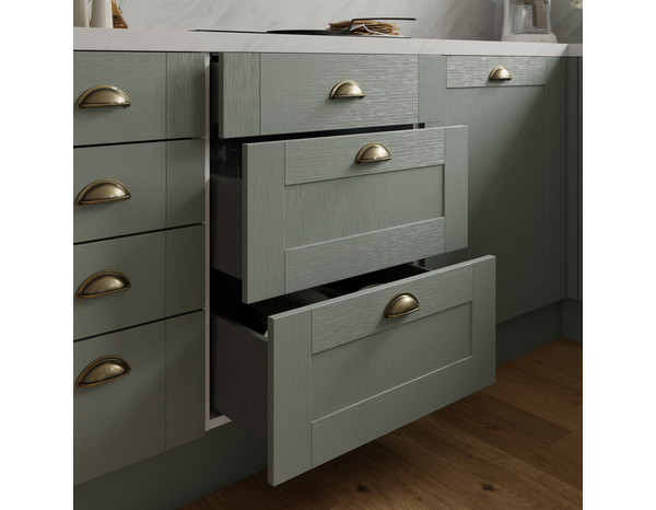 Façade 1 tiroir + 2 casseroliers 60cm "Coline" vert sauge - l. 59.7 x h. 71.5cm - Cooke and Lewis - Brico Dépôt