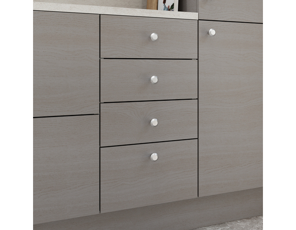 Façade 3 tiroirs + 1 casserolier 40cm "Basilie" chêne gris - L. 39.7 x H. 71.5cm - Cooke and Lewis - Brico Dépôt