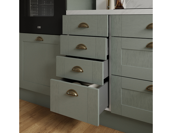 Façade 3 tiroirs + 1 casserolier 40cm "Coline" vert sauge - l. 39.7 x h. 71.5cm - Cooke and Lewis - Brico Dépôt