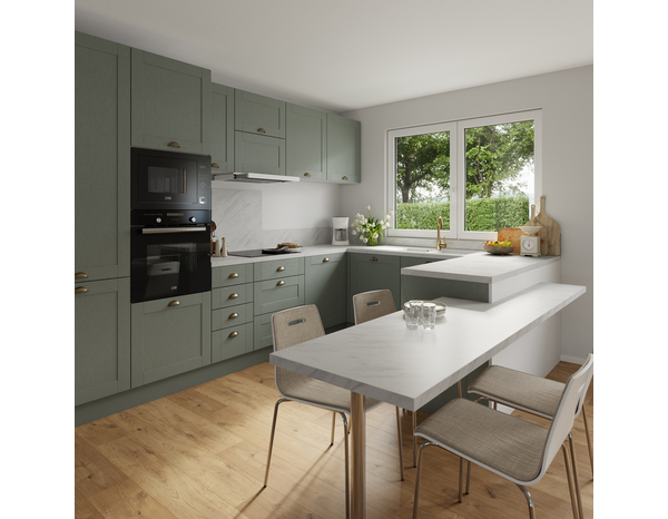 Façade 1 tiroir + 2 casseroliers 60cm "Coline" vert sauge - l. 59.7 x h. 71.5cm - Cooke and Lewis - Brico Dépôt