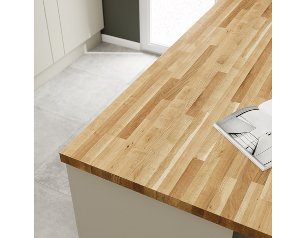 Plan de travail chêne massif l.300 x P.62 x Ép. 4 cm - Cooke and Lewis - Brico Dépôt