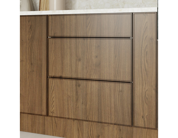 Façade 1 tiroir + 2 casseroliers 60cm "Heline" noyer mat - l. 59.7 x h. 71.5cm - Cooke and Lewis - Brico Dépôt