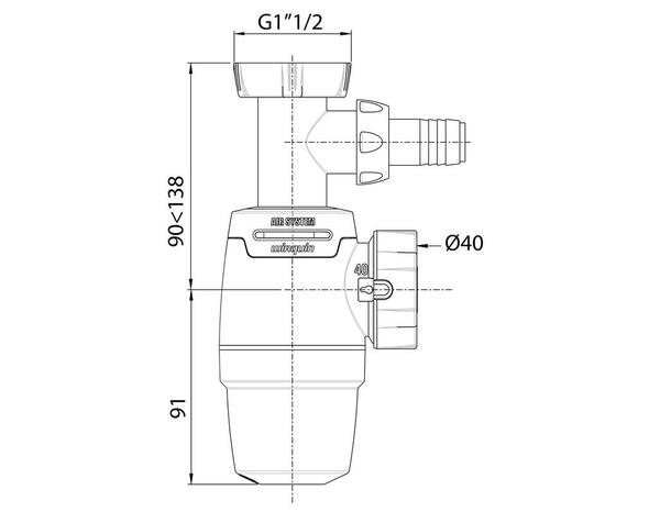 Siphon déporté "NEO AIR" pour évier 1 bac - Diam. 40 mm - Wirquin - Brico Dépôt