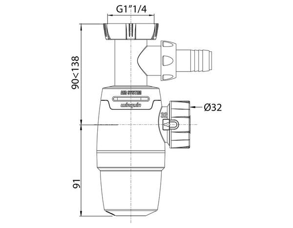 Siphon "NEO AIR" avec prise mâle D32 pour lavabo - Diam. 32 mm - Wirquin - Brico Dépôt