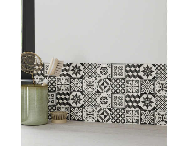 Crédence effet carreaux de ciment gris L.180 x H.20 cm x Ep. 3 mm - Cooke and Lewis - Brico Dépôt