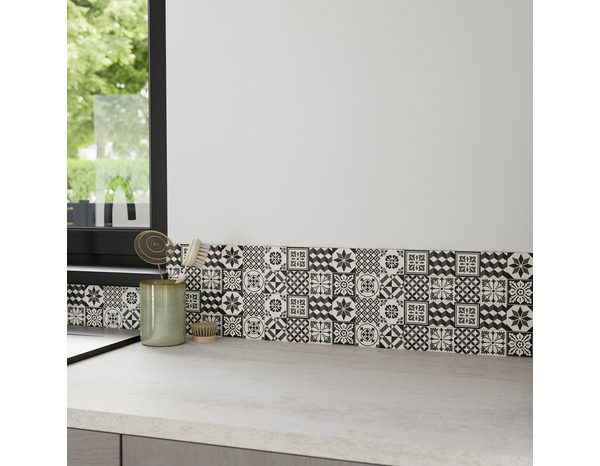 Crédence effet carreaux de ciment gris L.180 x H.20 cm x Ep. 3 mm - Cooke and Lewis - Brico Dépôt