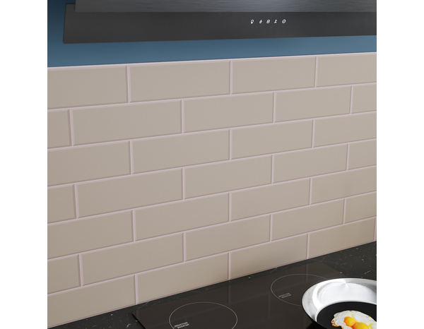 Crédence beige mat style métro L.200 x H.60 cm x Ep. 3 mm - Cooke and Lewis - Brico Dépôt