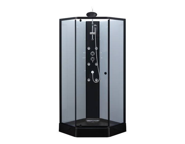 Cabine de douche hydromassante pentagonale 85 x 85 cm noir & grise - Brico Dépôt