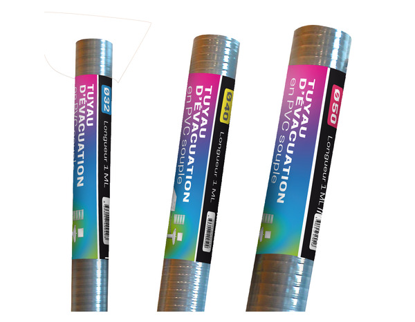 Tuyau d'évacuation en PVC souple - Ø32 mm x L. 100 cm  - Fitt - Brico Dépôt